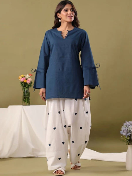 Blue Cotton Farshi Salwar Set