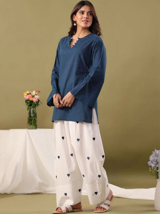 Blue Cotton Farshi Salwar Set