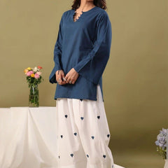 Blue Cotton Farshi Salwar Set