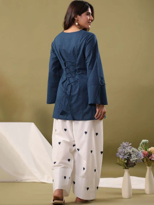 Blue Cotton Farshi Salwar Set