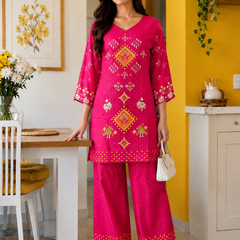 Women's Ethnic Printed Kurta and Palazzo Co-Ord Set