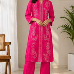 Elegant Floral Embroidered Co-Ord Set