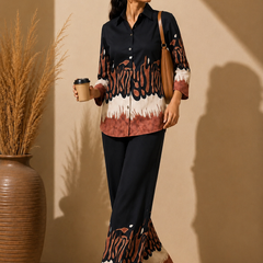Black Premium Cotton Printed Co-Ord Set for Women