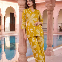 Turmeric Bloom Cotton Angrakha Co-ord Set
