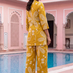 Turmeric Bloom Cotton Angrakha Co-ord Set