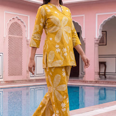 Turmeric Bloom Cotton Angrakha Co-ord Set